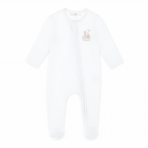 Noah's Ark Zip Footie - Pink