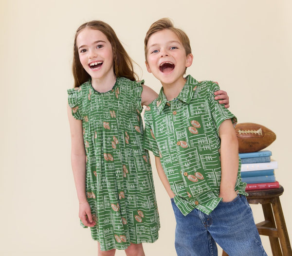 Girls Stevie Dress - Football Field