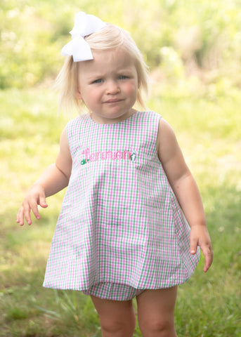 Lottie Bloomer/Short Set - Pink and Green Check