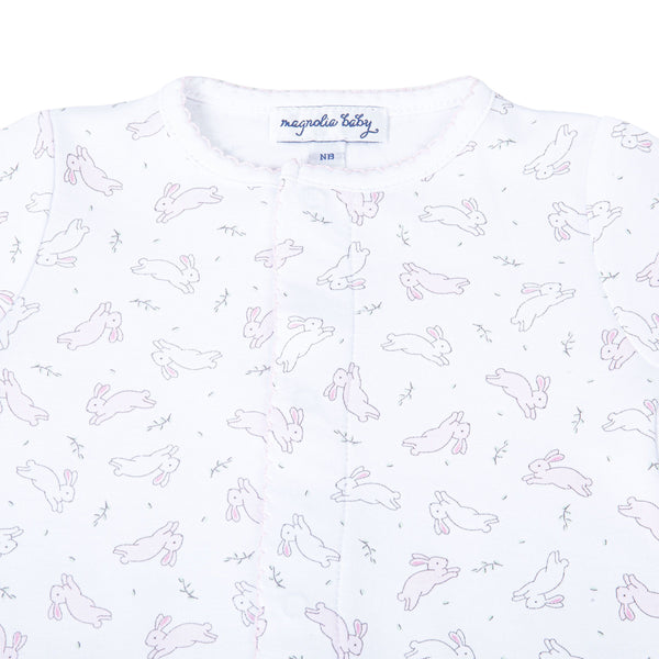 Bunny Hop Zipper Footie - Pink