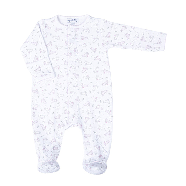 Bunny Hop Zipper Footie - Pink