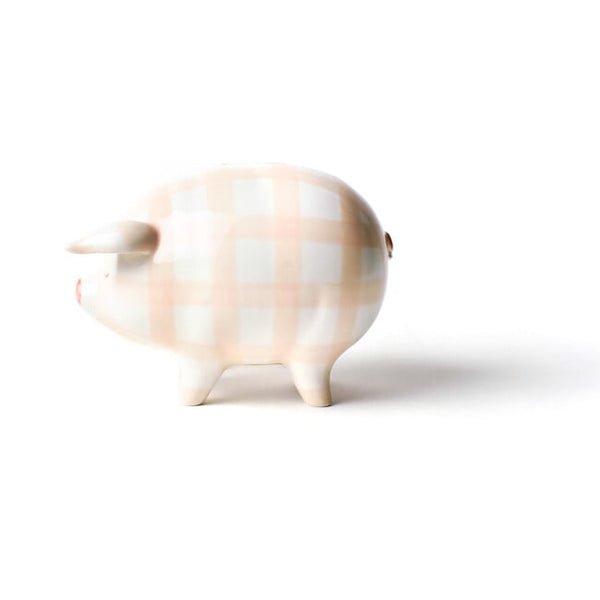 Gingham Piggy Bank - Pink