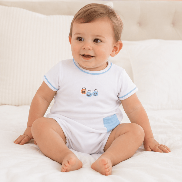 Pumpkin Party Short Sleeve Bubble - Blue