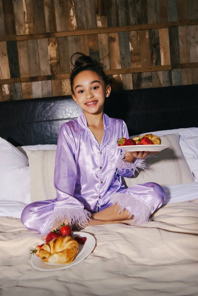 Lavender Feather Silky Pajamas