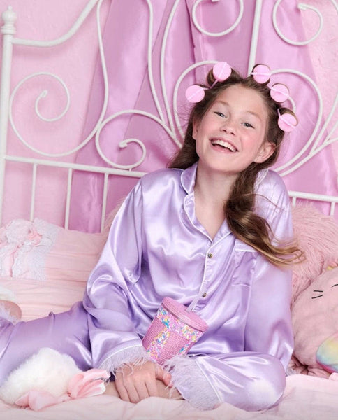 Lavender Feather Silky Pajamas