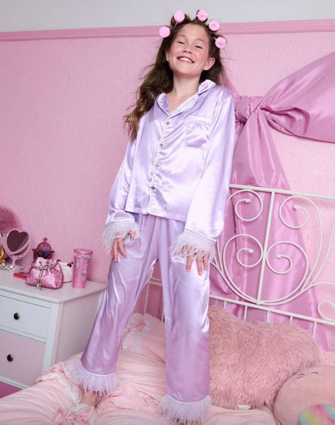 Lavender Feather Silky Pajamas