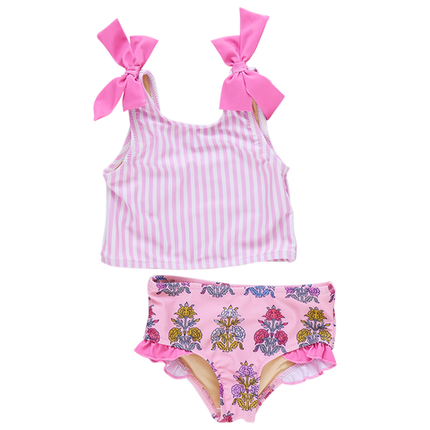 Girls Shelly Tankini - Pink Stripe