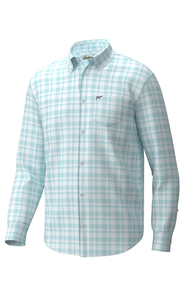 Hadley Luxe Lite Button Down - Bermuda Plaid Pool Water