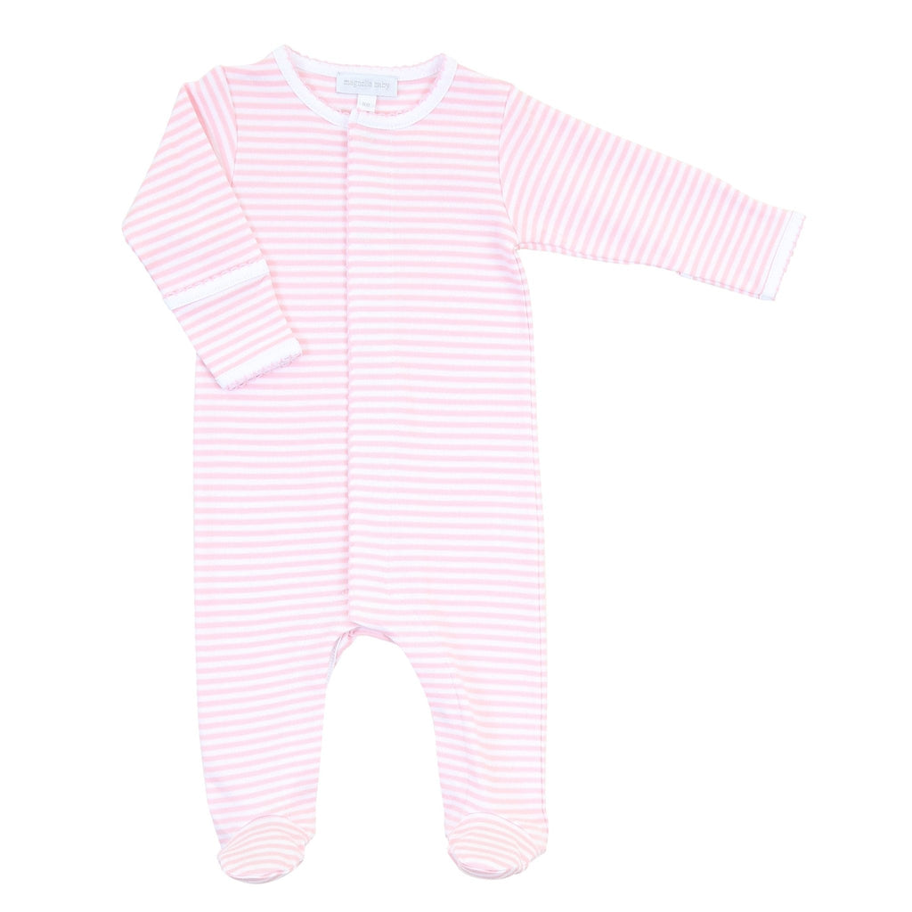 Essential Stripe Snap Footie - Pink