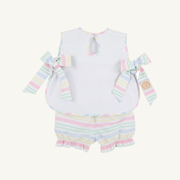 Talbott Tie Side -  White & San Antonio Stripe with Cat Applique