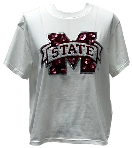 Mississippi State Sequin Flower Tee