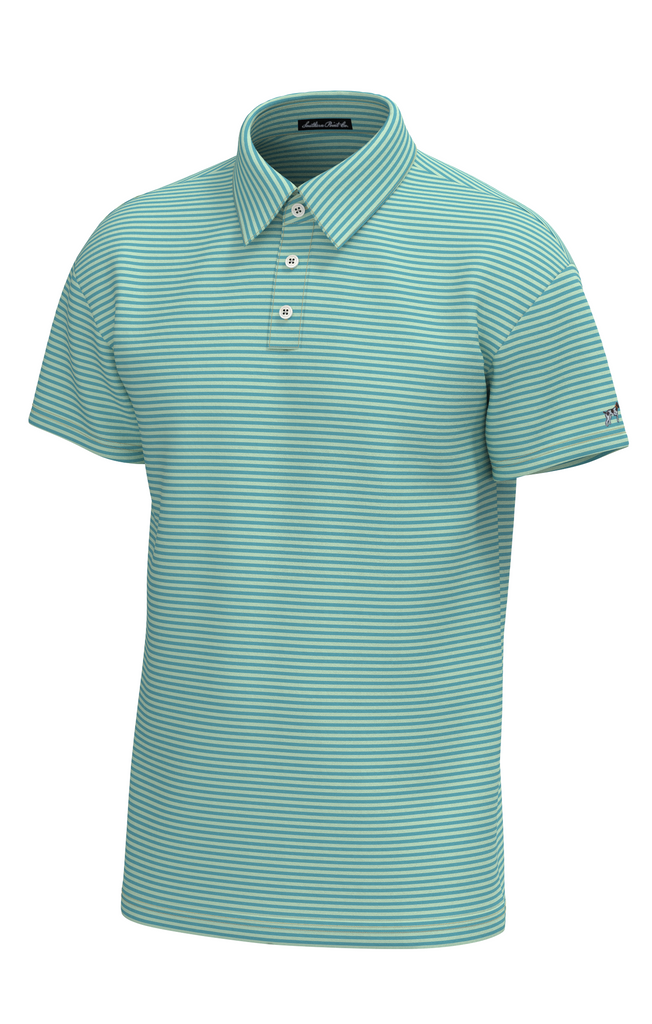 Youth Morgan Stripe Performance Polo - Coastal Water Spring Green