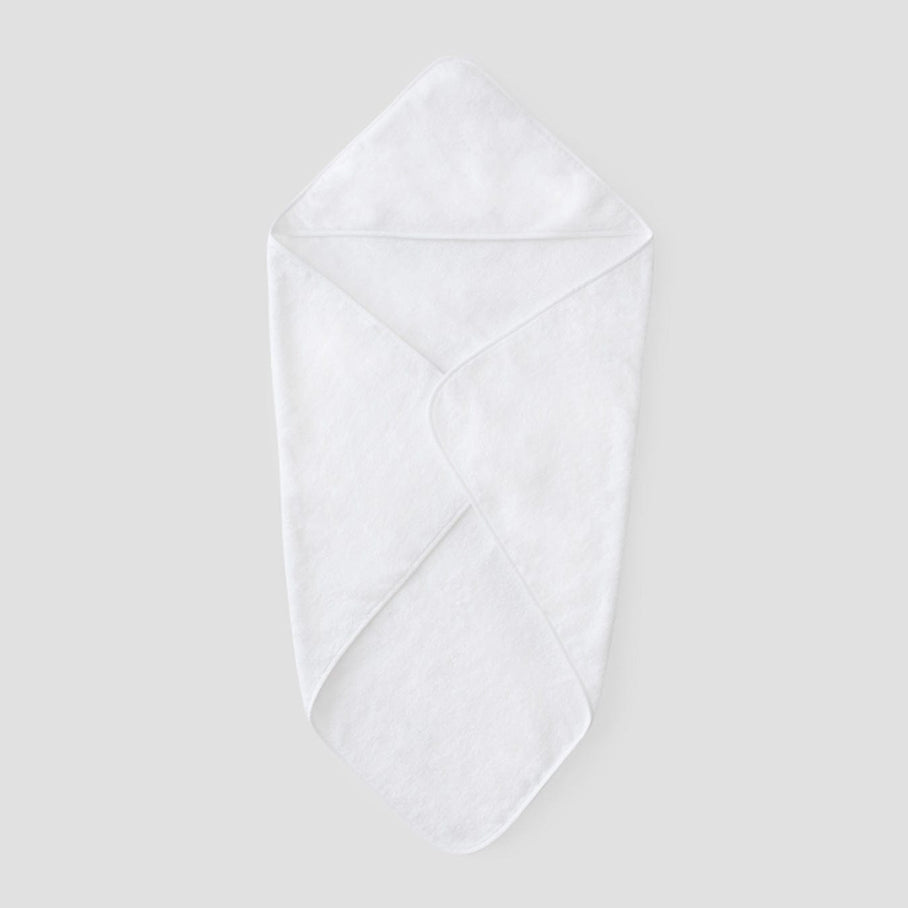 Baby Hooded Towel - White on White