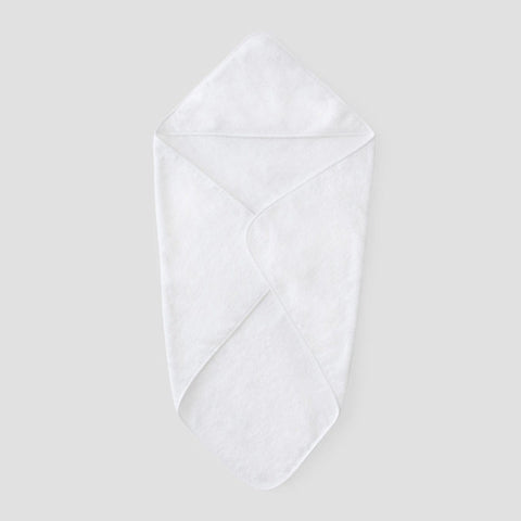 Baby Hooded Towel - White on White