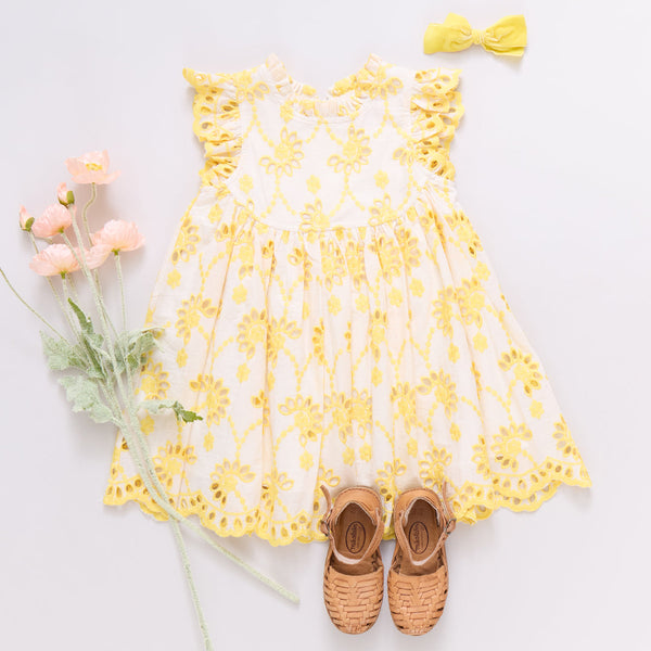 Cynthia Dress - Bright Yellow Eyelet