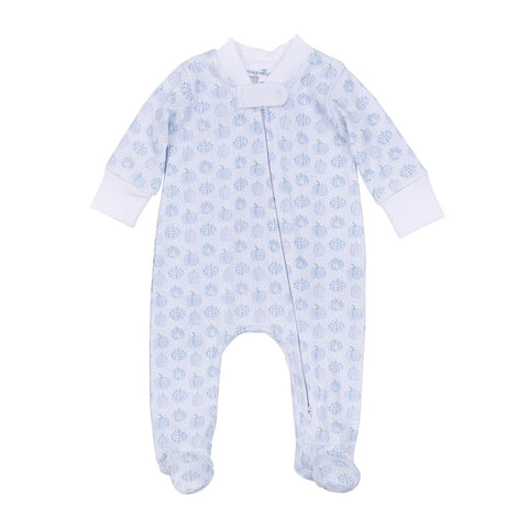 Precious Pumpkins Zipper Footie, blue