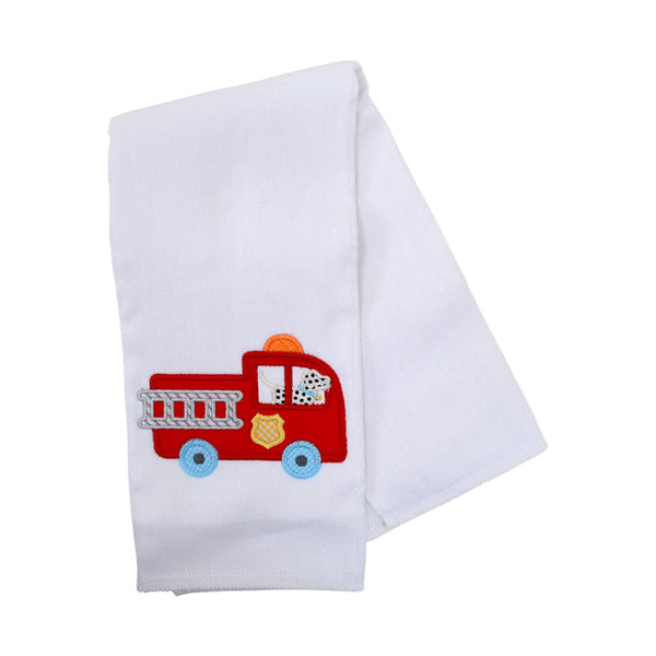 Firetruck Applique Burp Cloth