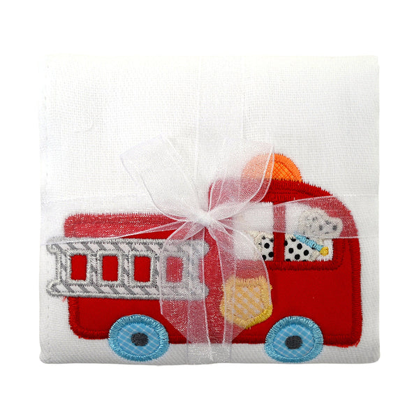 Firetruck Applique Burp Cloth