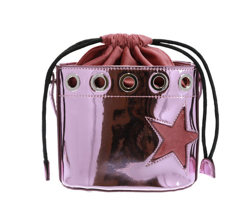 Star Metallic Crossbody Bucket Bag